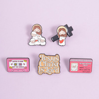Épingles en émail personnalisées sans minimum de commande, épingles en émail souple Jésus-Christ Croix, badges de revers en émail souple pour cadeaux d'église, fabrication sur mesure