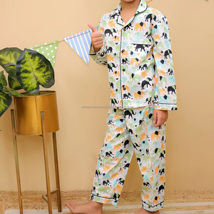 Haute demande Style décontracté coton enfants vêtements de nuit pyjamas garçons vêtements de maison pantalons longs ensembles prix de gros au détail printemps dessin animé - Product Image 1