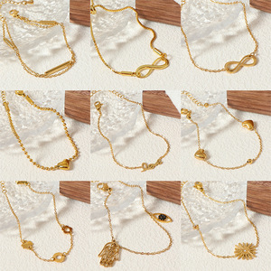 Pulsera de acero de titanio de 8 caracteres de alta calidad europea <span class=keywords><strong>americana</strong></span> para <span class=keywords><strong>mujer</strong></span>, eslabón de cadena de moda con pulseras chapadas en oro - Product Image 3