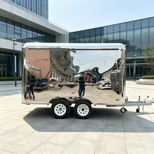 Carrito de Hot Dogs Cuadrado en Oferta en Alemania, Remolque de Comida Móvil Personalizado de Acero Inoxidable para Postres de Chocolate y Camping - Product Image 1