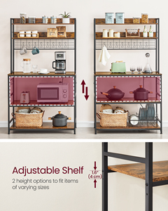 <span class=keywords><strong>VASAGLE</strong></span> Estante <span class=keywords><strong>de</strong></span> pie <span class=keywords><strong>de</strong></span> <span class=keywords><strong>cocina</strong></span> <span class=keywords><strong>de</strong></span> estilo industrial, estante para microondas con enchufes, 14 ganchos, estante para panadero - Product Image 5