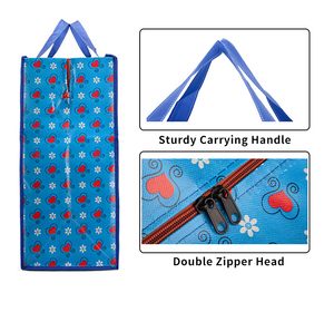 Tùy Chỉnh Kích Thước Thêm Lớn Dây Kéo Lưu Trữ <span class=keywords><strong>Tote</strong></span> Túi Nhiệm Vụ Nặng Nề PP Dệt Vải Thân Thiện Với Môi Đi Du Lịch Tổ Chức Cho Du Lịch - Product Image 3