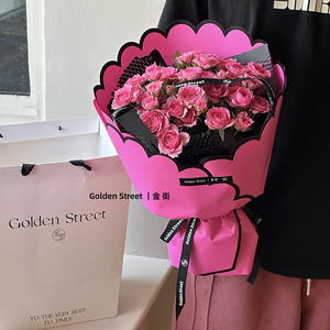 Giấy gói hoa nhựa cao cấp Ribest, in họa tiết cánh hoa tùy chỉnh, thiết kế hình trái tim, bó hoa cánh hoa - Product Image 1