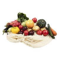 Katoenen gaas zakjes voor boodschappen, herbruikbaar met bijenwas voedselwraps / biologisch / wasbare groentezakjes met trekkoord en weegschaal