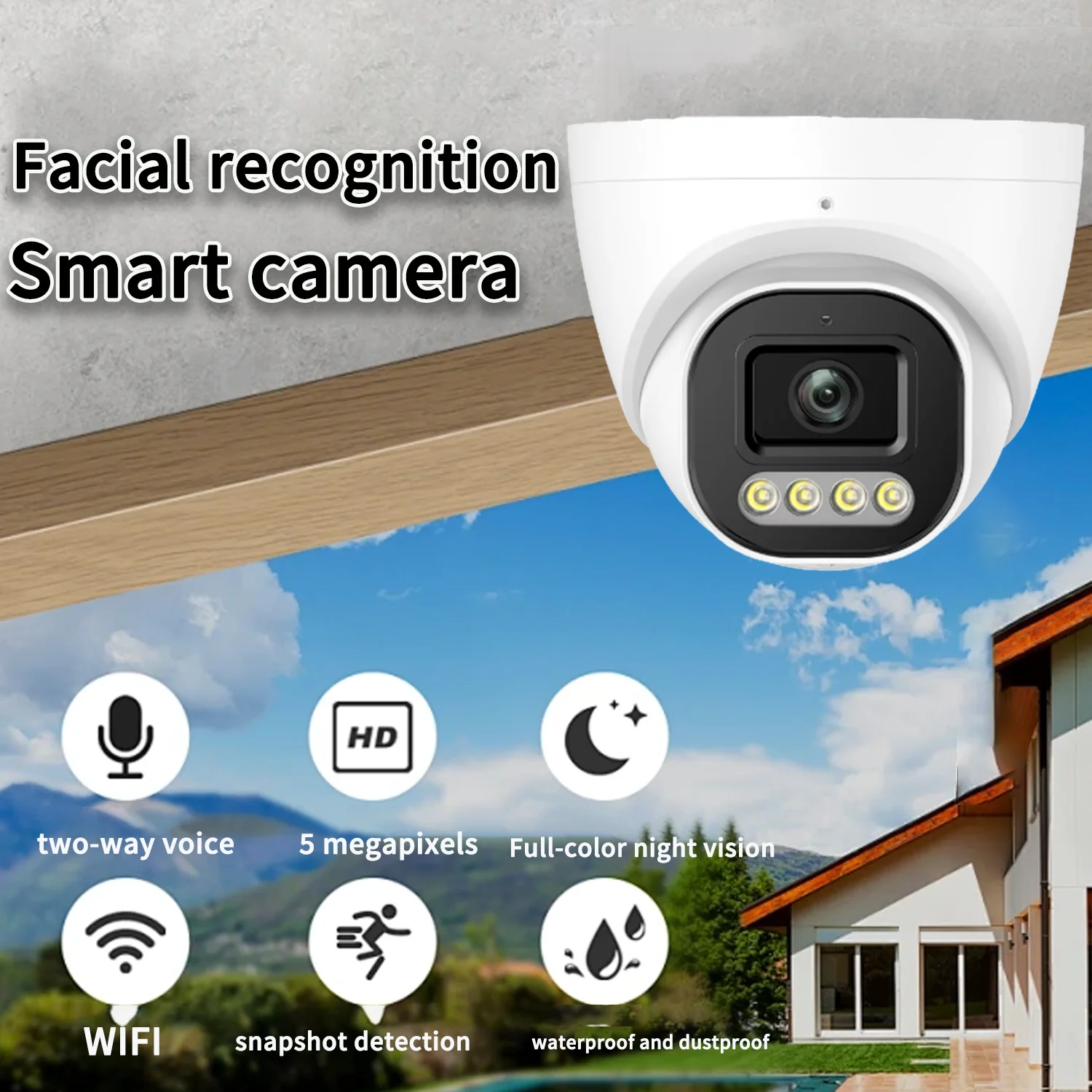 H265 4K 5MP 4MP Dome Outdoor Indoor CCTV Eyeball Network PoE IP Camera with Colorful Night Vision AI Detect People Counting · image 1