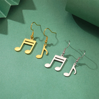 Boucles d'oreilles pendantes asymétriques en forme de note de musique pour femmes, en acier inoxydable, bijoux pour musiciennes et amoureuses de la musique, cadeaux