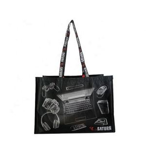 Bolsa de Compras Reciclada de Tela No Tejida con Asa Larga, Diseño Simple, Bolsa Laminada de RPET - Product Image 1