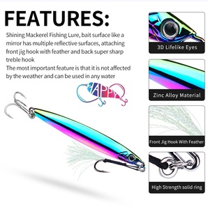 10G Để 80G Kim Loại <span class=keywords><strong>Jig</strong></span> Lure Saltwater Bass Giải Quyết Dài Bắn Cá Thu Tây Ban Nha Cá Thu Nhanh Jigging Trolling Chìm Kim Loại Câu Cá Lure Mồi - Product Image 3
