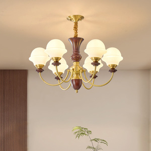 Candelabro de estilo vintage francés con múltiples cabezales, fuente de luz LED E27, forma redonda para sala de estar, comedor, dormitorio, iluminación cálida - Product Image 3