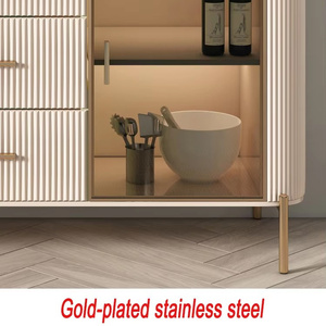 <span class=keywords><strong>Table</strong></span> <span class=keywords><strong>console</strong></span> moderne de luxe en verre à 2 portes Buffet en bois de chêne avec dessus en marbre Armoire pour salle à manger - Product Image 4