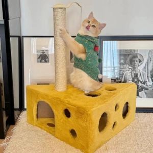 Marco de escalada para gatos con queso, orificio de perforación para gatos pequeños, resistente a los arañazos, sin caída de escombros, poste para rascar gatos de Sisal - Product Image 1