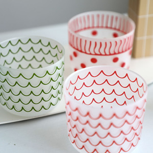 Tasse à café en verre givré de style japonais, motif coloré, tasse individuelle - Product Image 3