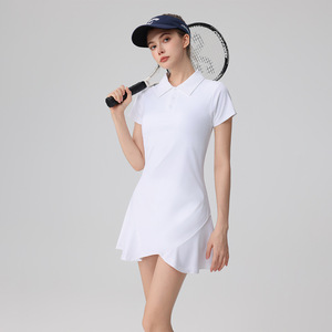 Personalizado al por mayor deportes de verano <span class=keywords><strong>vestido</strong></span> de <span class=keywords><strong>tenis</strong></span> <span class=keywords><strong>Vestido</strong></span> de manga corta para las mujeres <span class=keywords><strong>con</strong></span> almohadilla en el pecho pantalones cortos Delgado cuello polo Golf deporte traje - Product Image 5