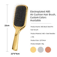 Brosse à cheveux professionnelle à coussin d'air massante, peigne démêlant à picots en acier électroplaqué, brosse antistatique en ABS pour le cuir chevelu