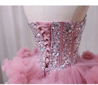 Rosa Neues Design Süßes Herz Perlenbesetztes Zuckerkleid Rüschen Party Abendkleid