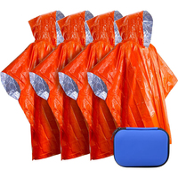 Poncho thermique de survie d'urgence en Mylar en papier aluminium PE imperméable orange