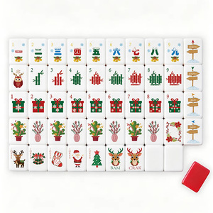 Mahjong américain sur le thème de Noël, tuiles de mahjong américaines en acrylique fabriquées à la main - Product Image 4