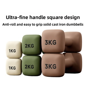 Square Cast Iron <b>Dumbbell</b> Set for Women's Home Fitness-Comfortable Handle & Rubber Coated Arm Muscle Training Equipment - Product Image 6