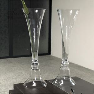 Perlengkapan dekorasi pernikahan diskon besar vas bunga meja tinggi penyangga vas bunga kristal kaca - Product Image 4