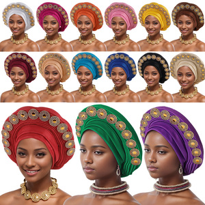 Vente en gros des plus récentes dames africaines 3D Swiss Sego Headtie Fashion Nigerians <span class=keywords><strong>Auto</strong></span> Gele Styles de turban de mariage en diamant pour femmes - Product Image 6