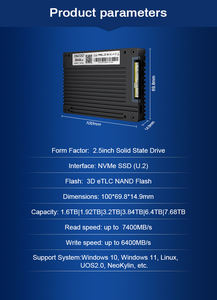 适用于OSCOO OE200企业固态硬盘PCle4.0x4 NVMe U.2 1.6tb 1.92tb 3.84tb 6.4tb 7.68tb，最高7400mb/S，适用于云服务 - Product Image 6
