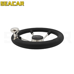 Seacar 11 Inch Boat Steering Wheel Black Foam <b>Grip</b> Stainless Steel Hydraulic <b>Control</b> For Boats - Product Image 3