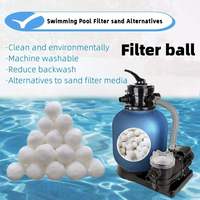 Boules filtrantes en fibre de polyester vierge PET blanches/bleues pour piscine, 700g, emballage sous vide