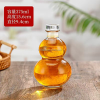Bouteille en verre transparente vide en forme de gourde de 250 ml, 375 ml, 500 ml pour jus, eau, boissons froides, avec bouchon en T