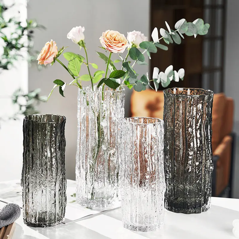 Wholesale European glacier glass vase rich bamboo flower arrangement modern living room table decoration flower arrangement set