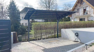 Abri de voiture extérieur pour 2 garages en <span class=keywords><strong>aluminium</strong></span> Abri d'auto pour le stationnement Abri d'auto de garage en polycarbonate étanche à toit arqué en métal - Product Image 4