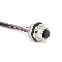 Connecteur M812 à montage sur panneau, 8 broches femelles, fileté, avec câble pigtail de 30 cm en cuivre nickelé, IP67, pour application capteur, fixation frontale, livraison gratuite