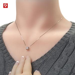 GIGAJEWE 0,6 Ct 5,5mm Color blanco redondo 18K chapado en oro blanco 925 joyería de plata Moissanite colgante collar - Product Image 2