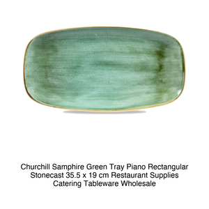 จานเสิร์ฟทรงแบนสีเขียวแซมไฟร์ 35.5 × 19 ซม. รูปทรงสี่เหลี่ยมผืนผ้า Churchill Stonecast Ssgsxo1 - Product Image 2