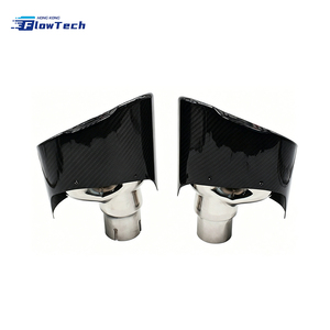Puntas de escape ligeras de fibra de carbono real para Audi A3 A4 A5 A6 A7, diseño ovalado grande de salida cuádruple, resistentes al calor - Product Image 2