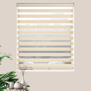 Stores occultants Fortune Zebra avec <span class=keywords><strong>rideaux</strong></span> semi-transparents intégrés, électriques, modernes, à motif vertical uni, en polyester - Product Image 1