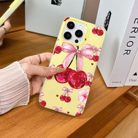 Coque de téléphone 2-en-1 antichoc mate et souple avec nœud cerise mignon pour iPhone 17, 16, 15, 14, 13, 12, 11 Pro Max, 17 Air