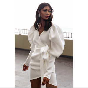 De manga larga de Color sólido <span class=keywords><strong>mujer</strong></span> elegante vestido de <span class=keywords><strong>fiesta</strong></span> Sexy Bodycon Mini vestido de las mujeres - Product Image 2