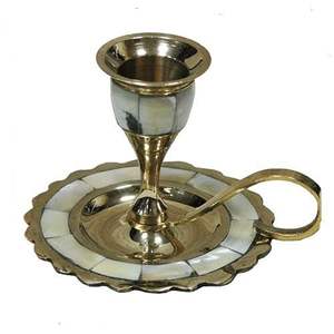 Lampe à huile en laiton artisanale avec coquille en nacre, art pour la décoration de la maison, activités religieuses et temps de prière - Z U Artisanat - Product Image 3