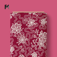 Tissu en coton doux Finemore 2025 avec motif floral rouge, tissu textile en ligne, large gamme de matériaux pour vêtements