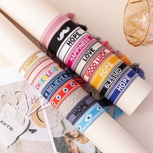 Songfu Factory Customized Women's Jewelry Personalized <b>Name</b> Trendy Italian Embroidery Tassel Webbing Strand <b>Bracelets</b> Gifts - Product Image 1