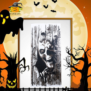 Autocollants de fenêtre d'Halloween, rectangulaires rouges et noirs, adhésifs, décoration intérieure pour magasins, KTV, restaurants, bars - Product Image 5