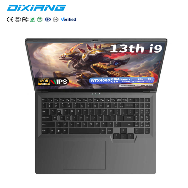 Wholesale16 Inch Gaming Laptop 13th I9 RTX4060 16GB DDR5 RAM 512GB SSD 1920\*1200 Display Color Backlit Notebook Computer