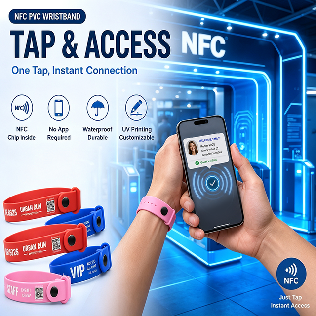 Custom NFC RFID PVC Wristband Waterproof Event Access Control Smart Bracelet for Hotel Water Park Gym Membership