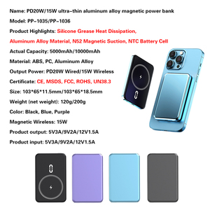 بنوك طاقة لاسلكية مخصصة للهواتف مع شحن سريع، بنك طاقة محمول صغير بسعة 5000 مللي أمبير، بنك طاقة نحيف مغناطيسي بسعة 10000 مللي أمبير - Product Image 6