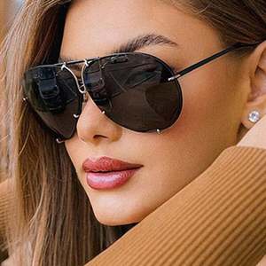 Gafas de Sol de Aviador Estilo Vintage 2025, Montura Grande de Aleación, Protección UV400, para Mujer - Product Image 1