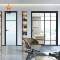 Porte coulissante moderne en aluminium certifiée CE, double vitrage trempé, ventilation pour appartement commercial