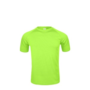 Quick Dry Solid Color T-Shirt Unisex US Size Crew Neck Short Sleeve Sports Fitness Wear Fluorescent Color Polyester Fabric - Product Image 5