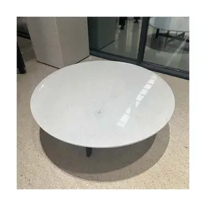 KINGS-WING Table basse ronde en marbre Table d'appoint en marbre Table blanche Dione