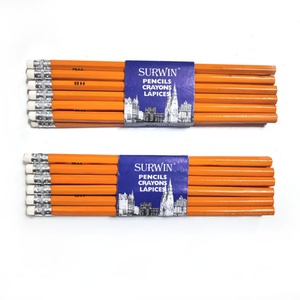 Juego de Lápices de Grafito HB con Logotipo Personalizado al por Mayor, Lápiz Escolar Estándar con Cuerpo de Madera Natural Amarillo y Borrador para Niños - Product Image 1