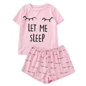Pantaloncini Casual da donna t-shirt con stampa a maniche corte pigiami da notte Set pigiama da notte Set pigiama da donna - Product Image 3
